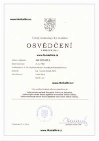 Osvědčení ČMI o odborné způsobilosti - Jiří Hosman