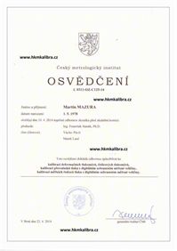 Osvědčení ČMI o odborné způsobilosti - Martin Mazura